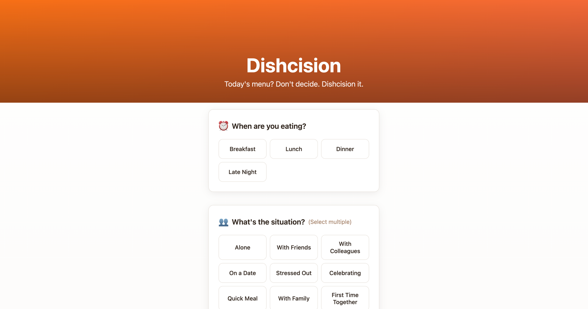 [Mini Vibe Coding #1] Dishcision – Today’s menu? Let this tiny tool decide for you
