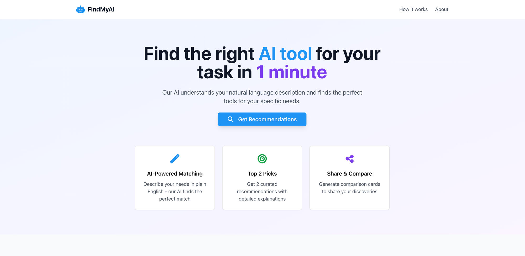 [Mini Vibe Coding #2] FindMyAI – Find the right AI yool for your needs in seconds