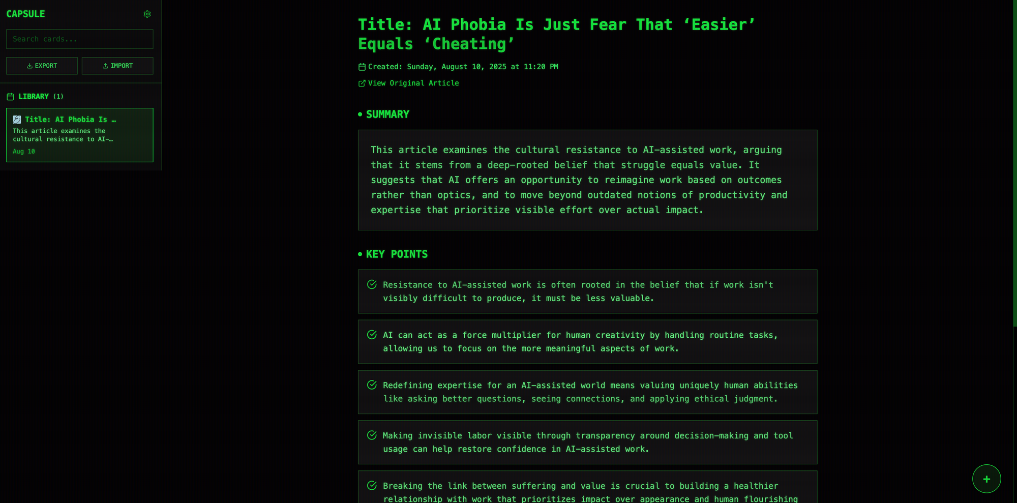 [Mini Vibe Coding #4] Capsule – Turns any web content into instant insights with AI